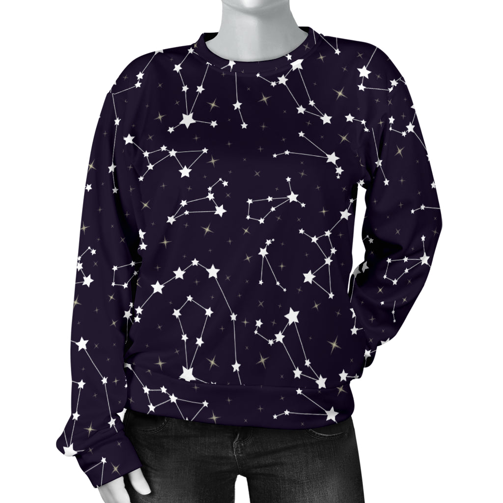 Zodiac Star Pattern Design Print Women Long Sleeve Sweatshirt