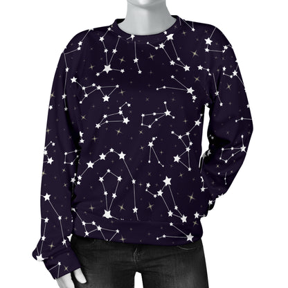 Zodiac Star Pattern Design Print Women Long Sleeve Sweatshirt