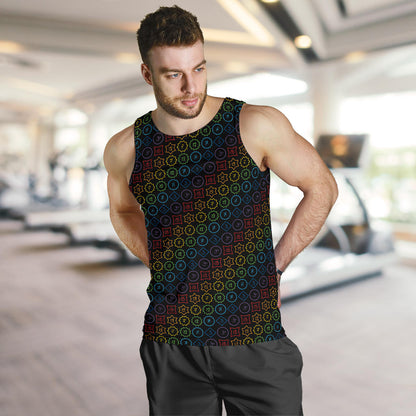 Chakra Colorful Symbol Pattern Men Tank Top