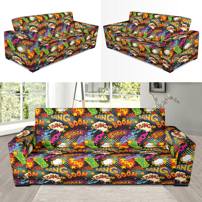 Comic Book Pattern Print Design 01 Sofa Slipcover