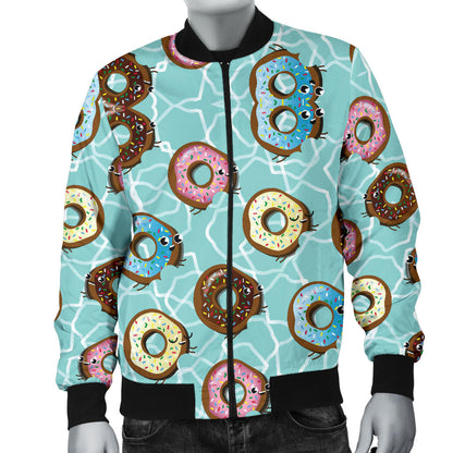 Emoji Donut Print Pattern Men Bomber Jacket