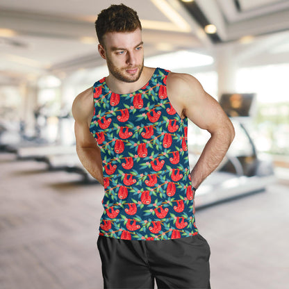Sloth Red Design Themed Print Men Tank Top