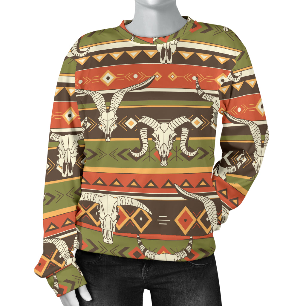 American indian Skull Animal Women Long Sleeve Sweatshirt
