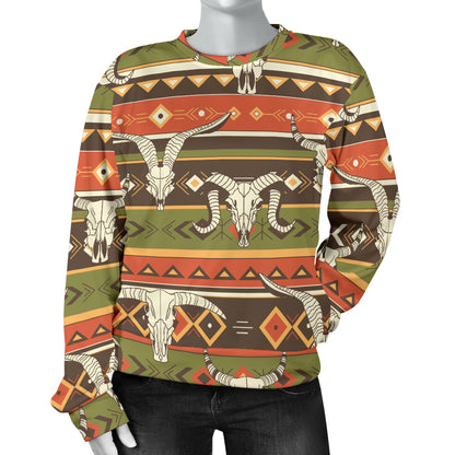 American indian Skull Animal Women Long Sleeve Sweatshirt