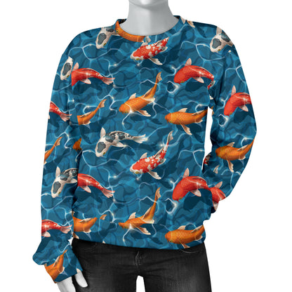 Koi Carp Water Design Themed Print Women Long Sleeve Sweatshirt