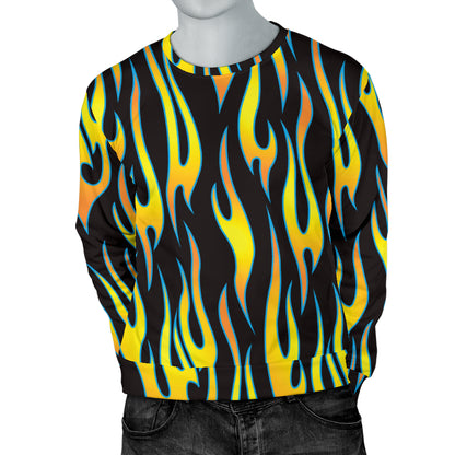 Flame Fire Yellow Pattern Men Long Sleeve Sweatshirt