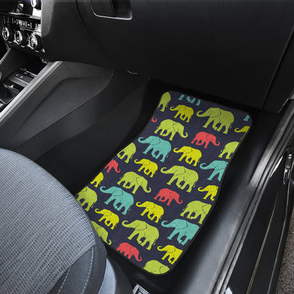 Elephant Neon Color Print Pattern Car Floor Mats Front Back