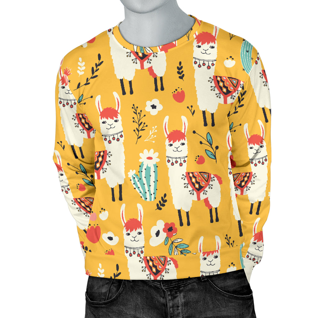 Llama Cute Themed Print Men Long Sleeve Sweatshirt