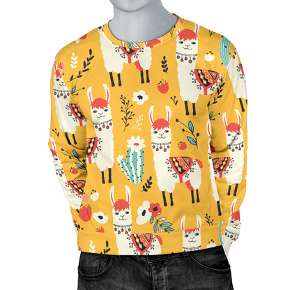 Llama Cute Themed Print Men Long Sleeve Sweatshirt