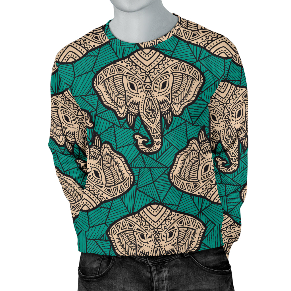 Boho Head Elephant Men Long Sleeve Sweatshirt