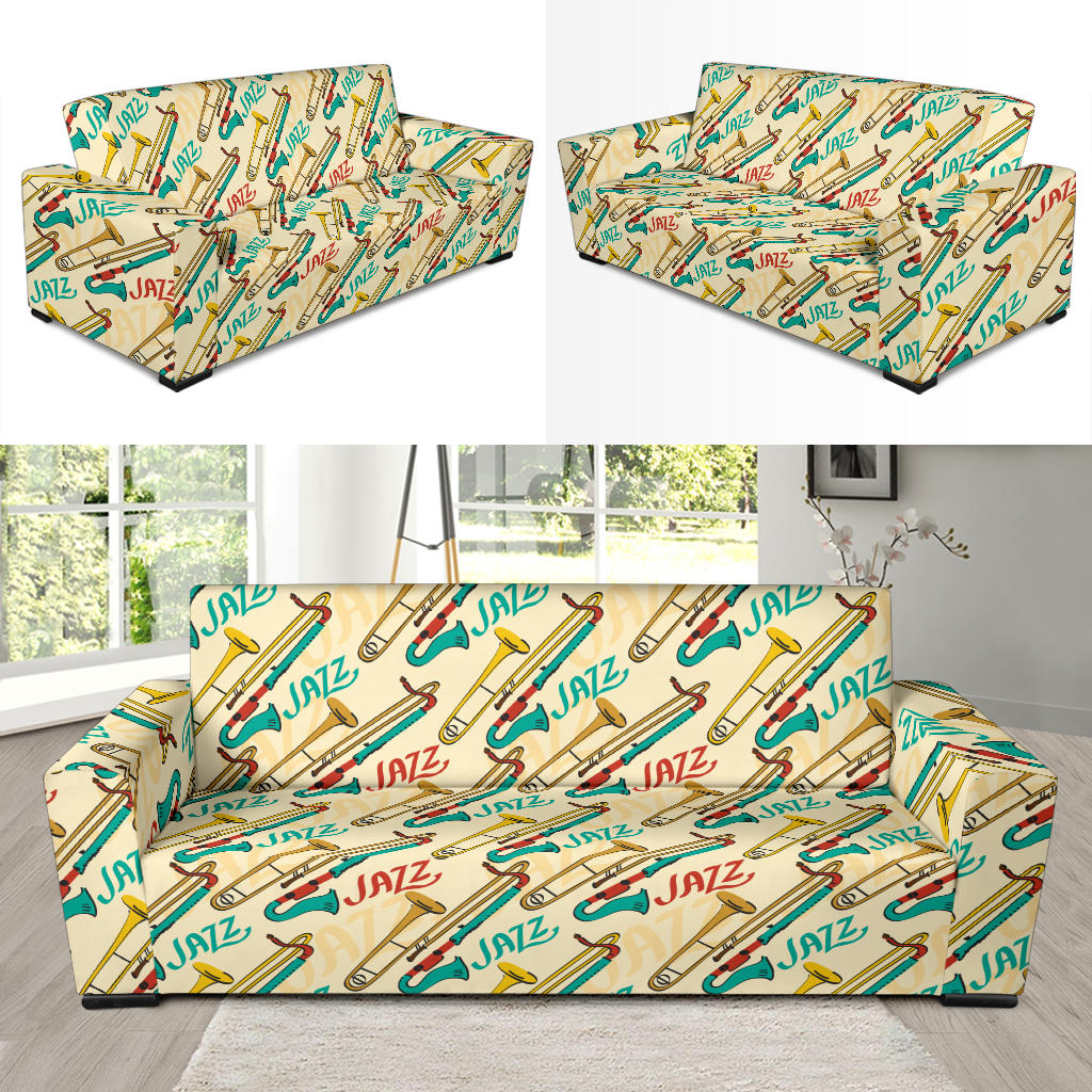 Trombone Pattern Print Design 03 Sofa Slipcover