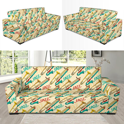 Trombone Pattern Print Design 03 Sofa Slipcover