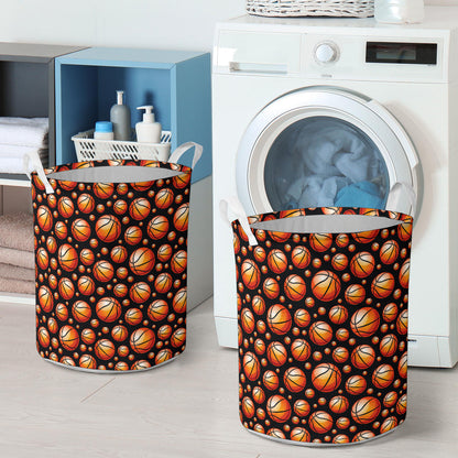 Basketball Black Background Pattern Laundry Basket