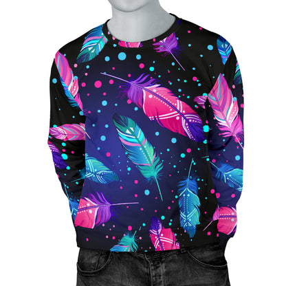 Feather Colorful Boho Design Print Men Long Sleeve Sweatshirt