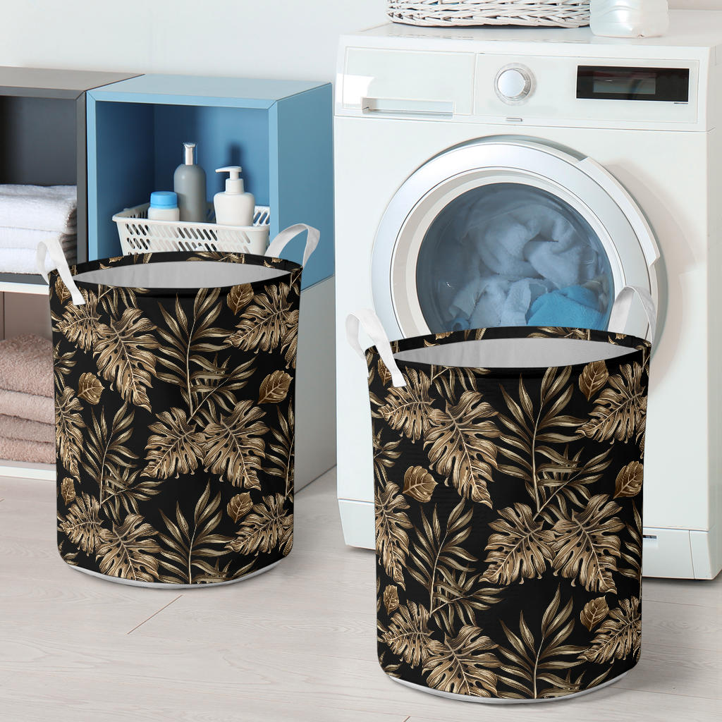 Brown Tropical Palm Leaves Laundry Basket