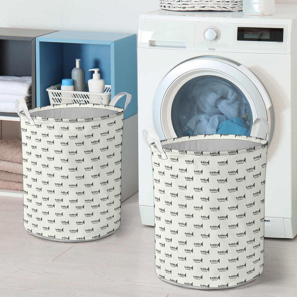 Trumpet Pattern Themed Print Laundry Basket