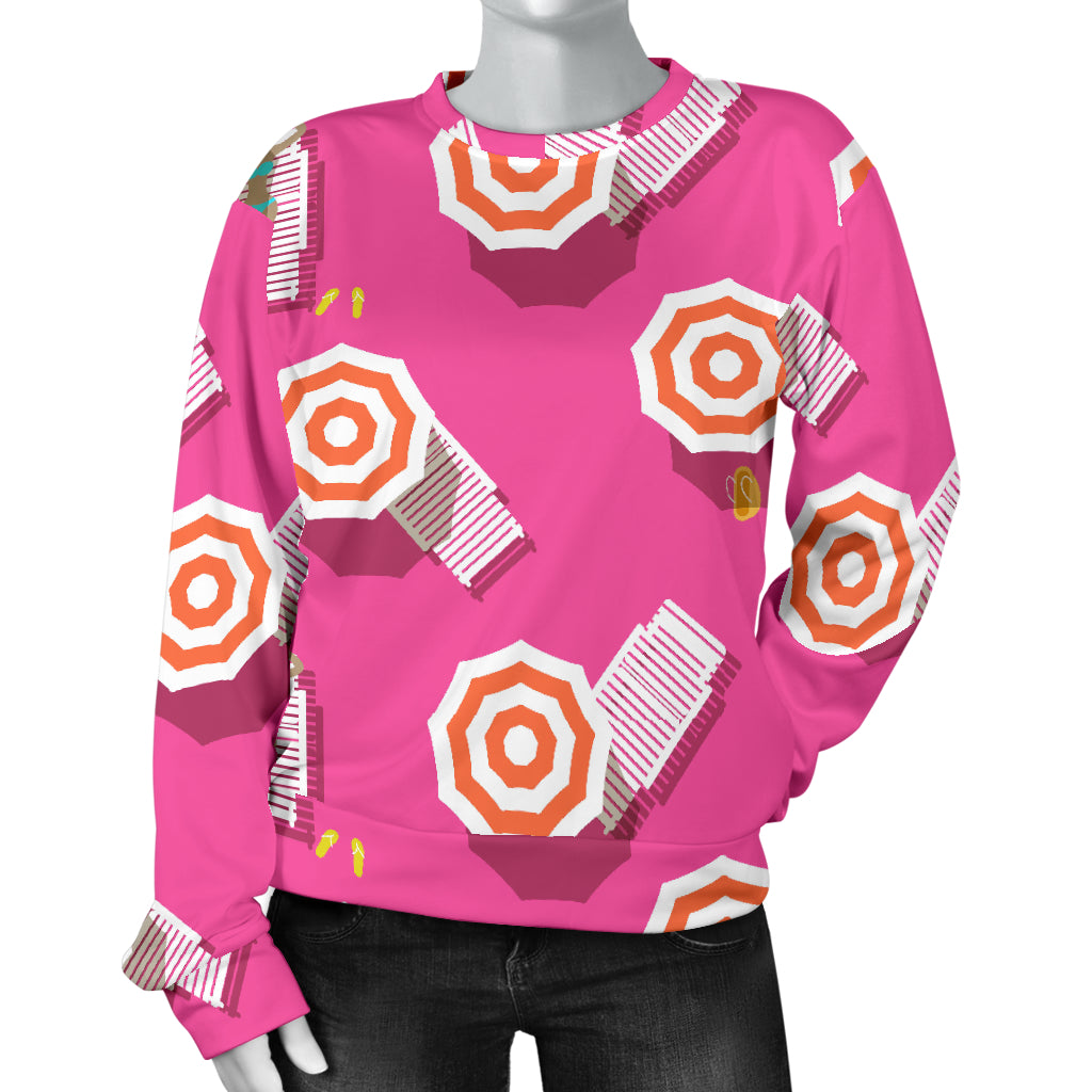 Beach Top View Umbrella Theme Women Long Sleeve Sweatshirt