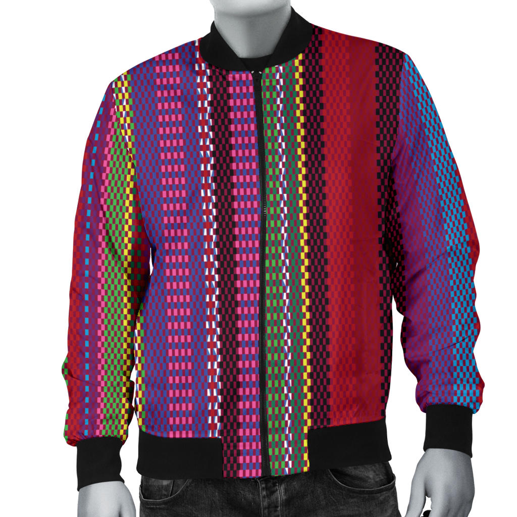 Serape Stripe Print Men Bomber Jacket