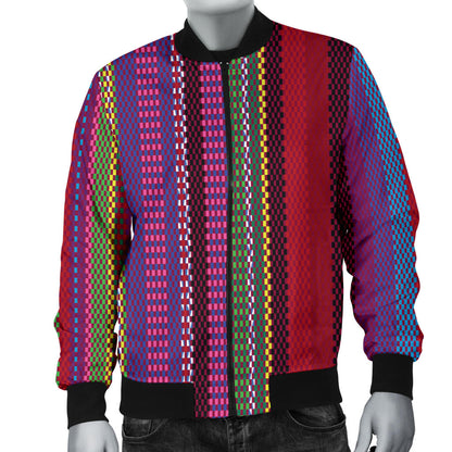 Serape Stripe Print Men Bomber Jacket