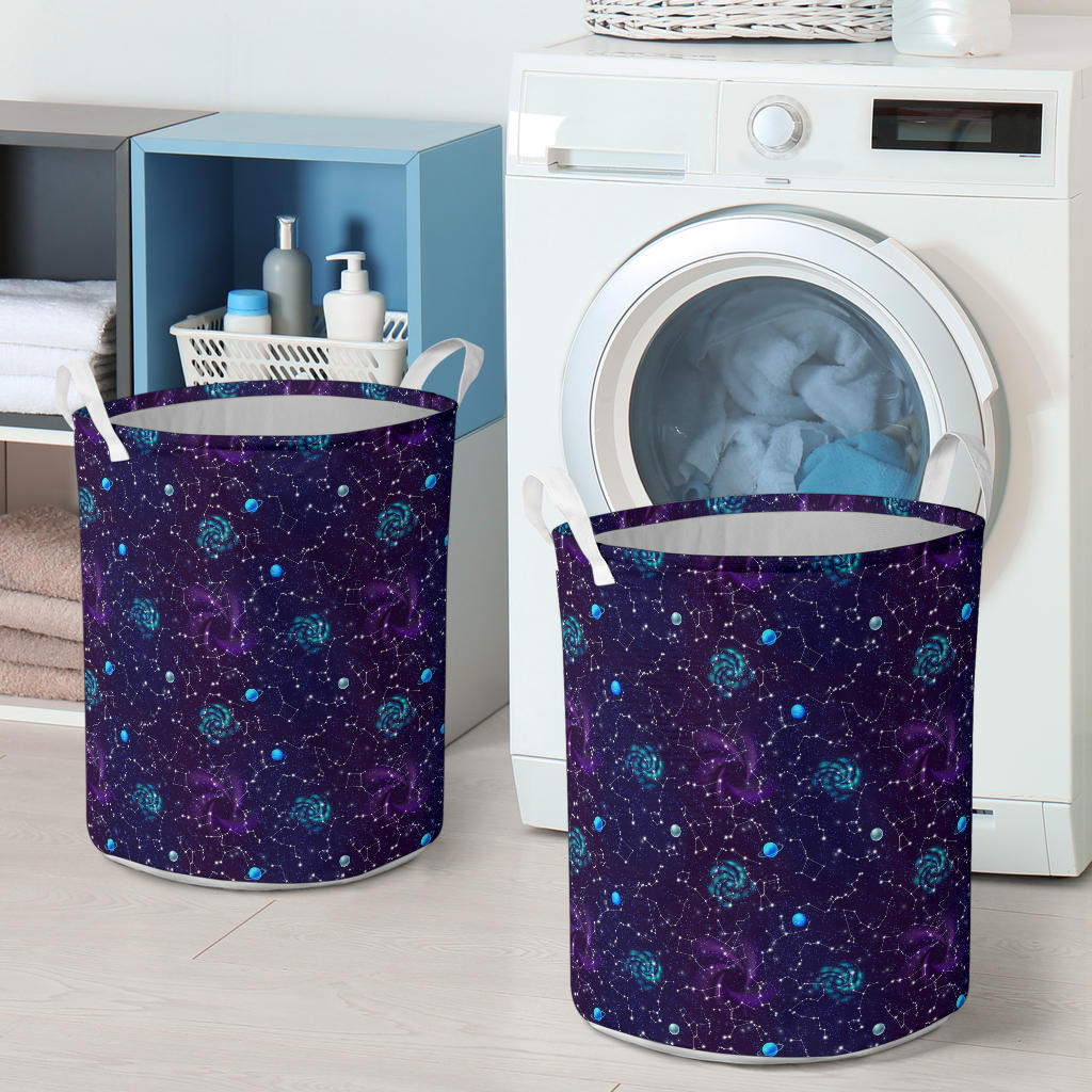 Zodiac Galaxy Design Print Laundry Basket