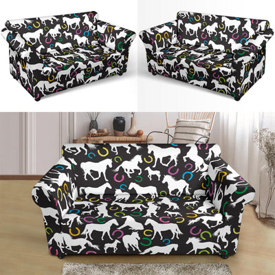 Horse Hoof Colorful Print Design LKS301 Loveseat Couch Slipcover