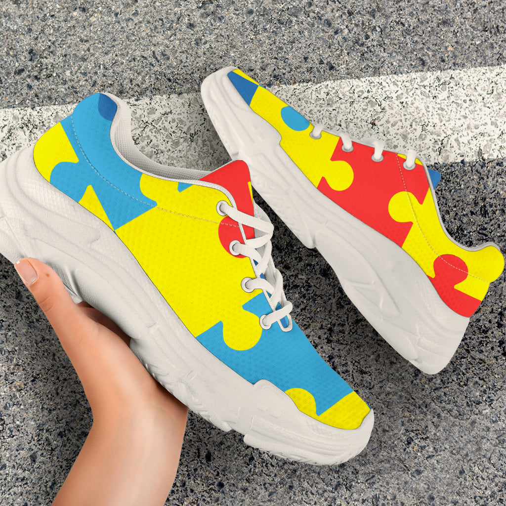 Autism Awareness Puzzles Design Print Chunky Sneakers