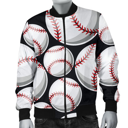 Baseball Black Background Men Bomber Jacket