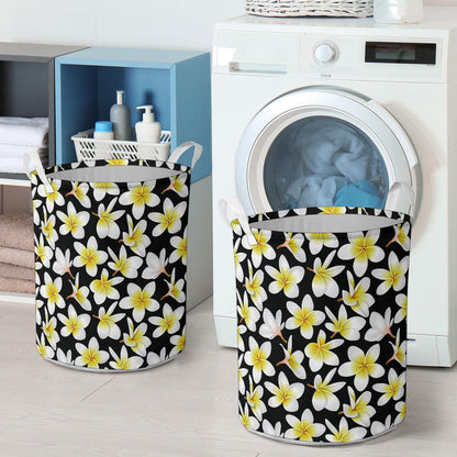 Yellow Plumeria Hawaiian Flowers Laundry Basket