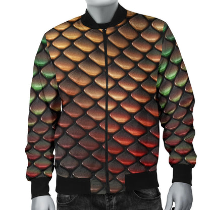 Snake Skin Colorful Print Men Bomber Jacket