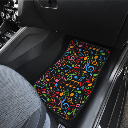 Music Note Colorful Themed Print Car Floor Mats Front Back