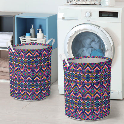 Indian Navajo Pink Themed Design Print Laundry Basket
