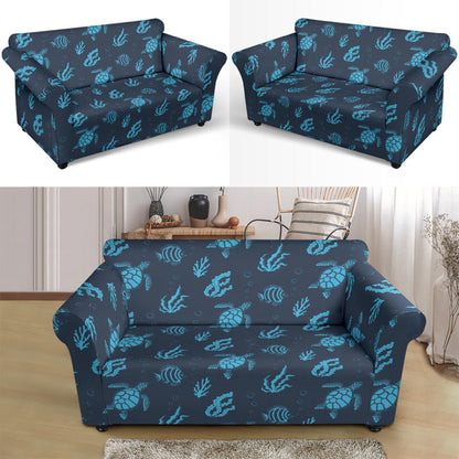 Sea Turtle Print Design LKS307 Loveseat Couch Slipcover