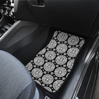 Calendar Aztec White Black Print Pattern Car Floor Mats Front Back