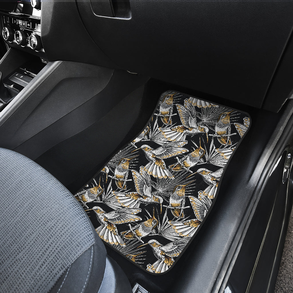 Hummingbird Gold Design Themed Print Car Floor Mats Front Back