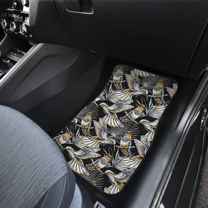 Hummingbird Gold Design Themed Print Car Floor Mats Front Back
