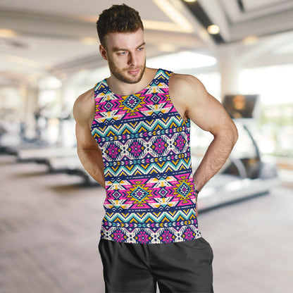 Aztec Pink Geometric Print Pattern Men Tank Top