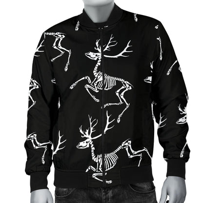 Deer Skeleton Print Pattern Men Bomber Jacket