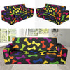 Dog Bone Neon Color Pattern Print Design 02 Sofa Slipcover