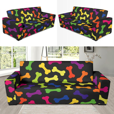 Dog Bone Neon Color Pattern Print Design 02 Sofa Slipcover