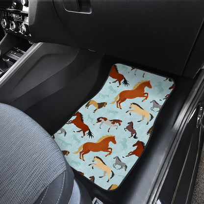 Horse Cute Themed Pattern Print Car Floor Mats Front Back