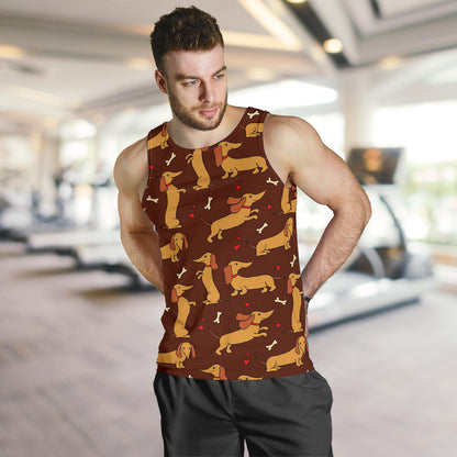Dachshund Happy Print Pattern Men Tank Top