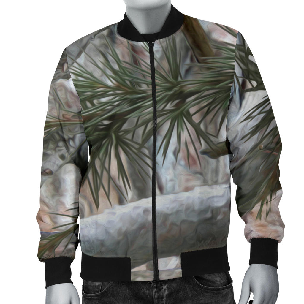 Camo Realistic Tree Forest Pattern Men Bomber Jacket