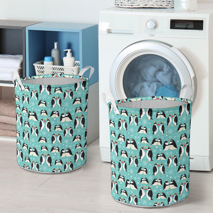 Penguin Love Print Laundry Basket
