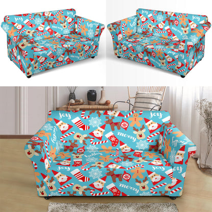 Santa Christmas Themed Print Design LKS306 Loveseat Couch Slipcover