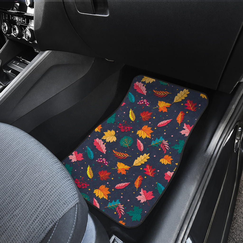 Elm Leave Colorful Print Pattern Car Floor Mats Front Back