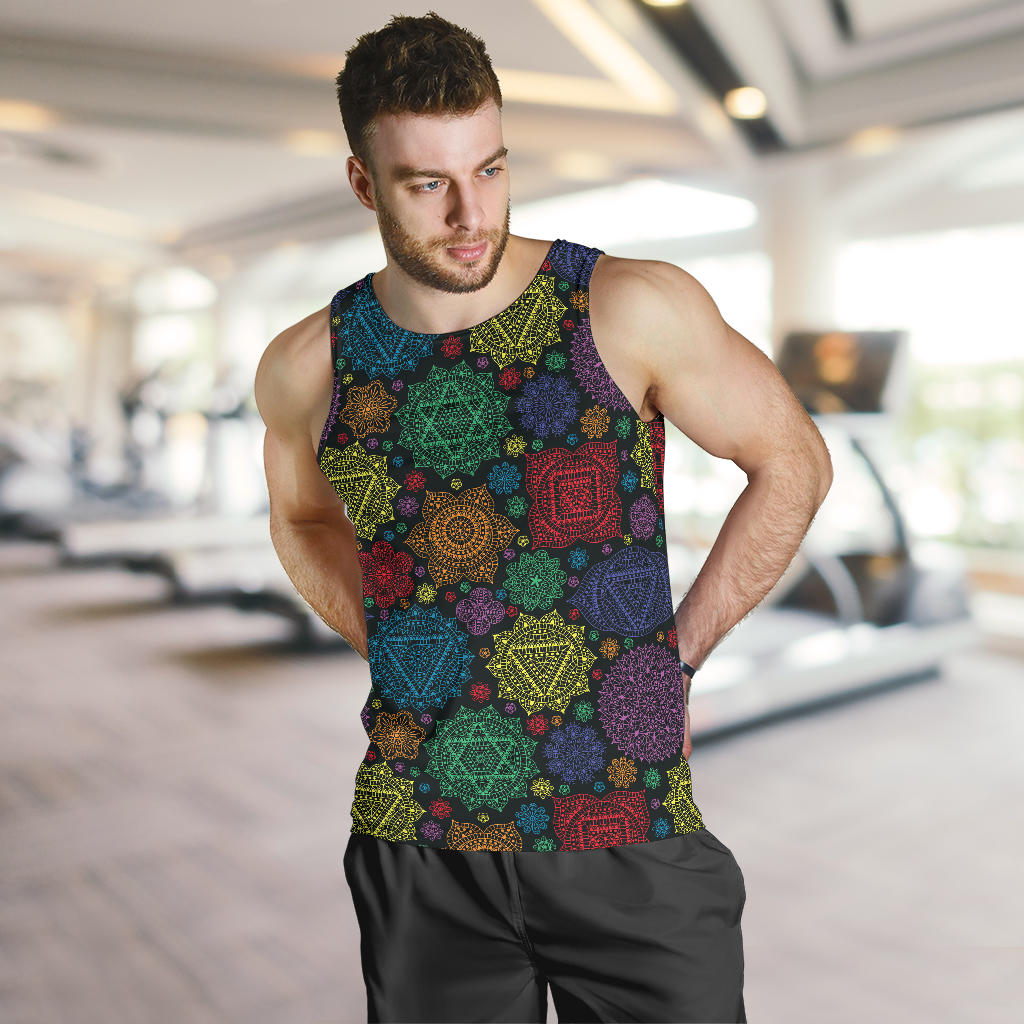 Chakra Mandala Print Pattern Men Tank Top