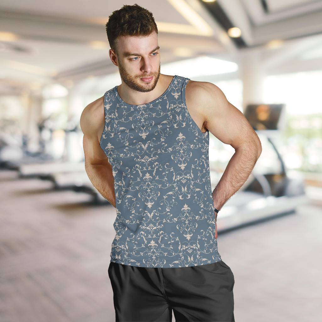 Damask Elegant Teal Print Pattern Men Tank Top