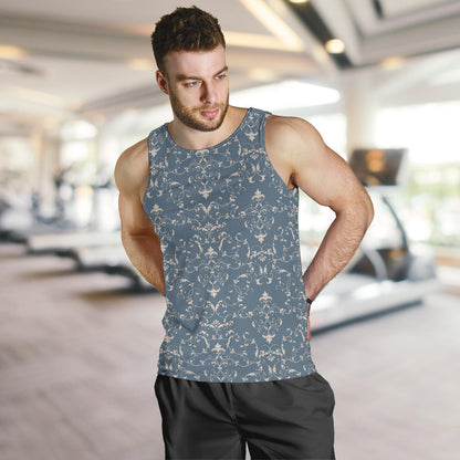 Damask Elegant Teal Print Pattern Men Tank Top