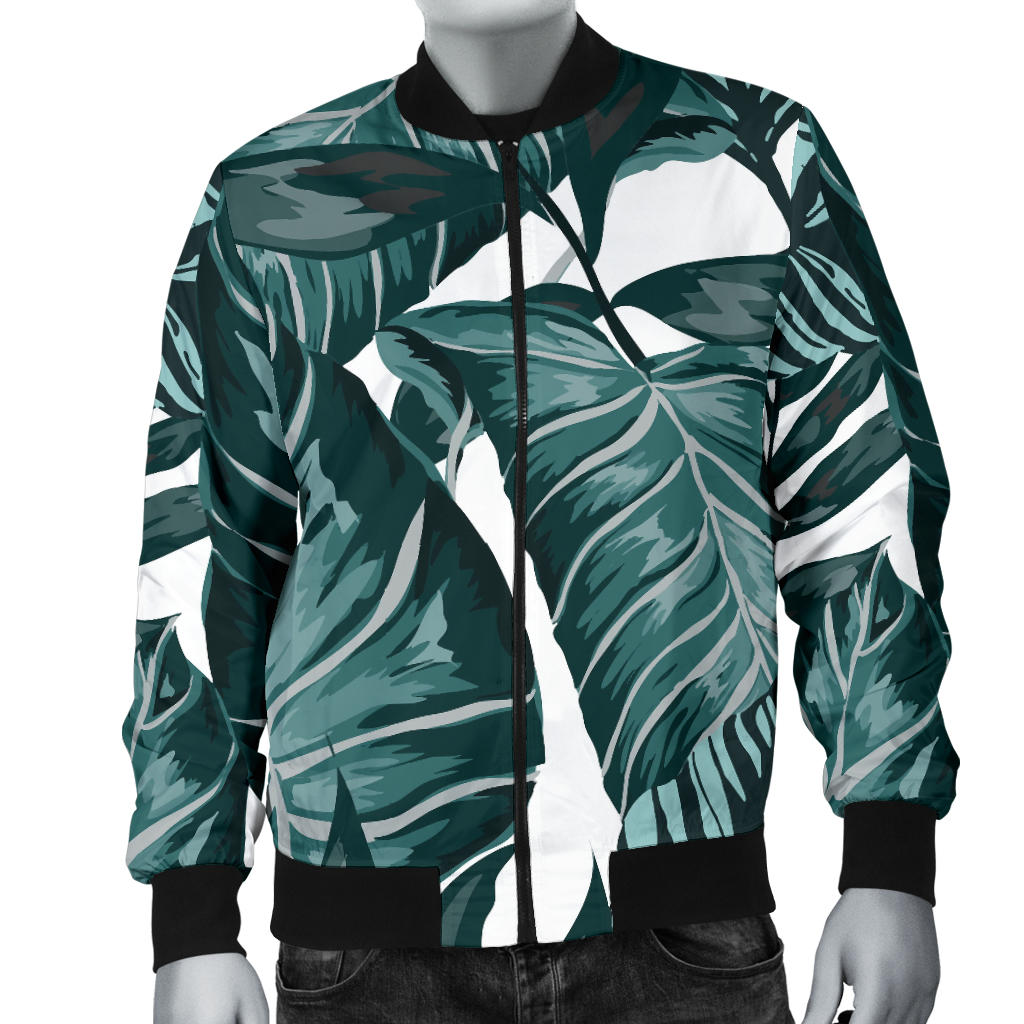 Tropical Palm Leaves Pattern Men Bomber Jacket