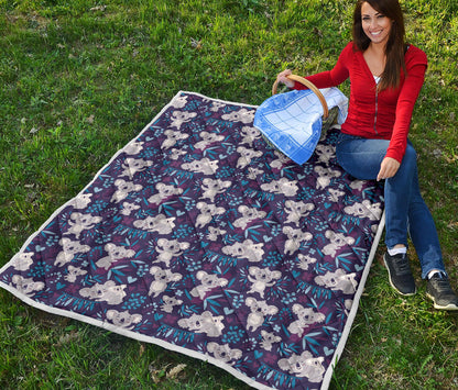 Koala Cute Themed Design Print Quilt Bedspread